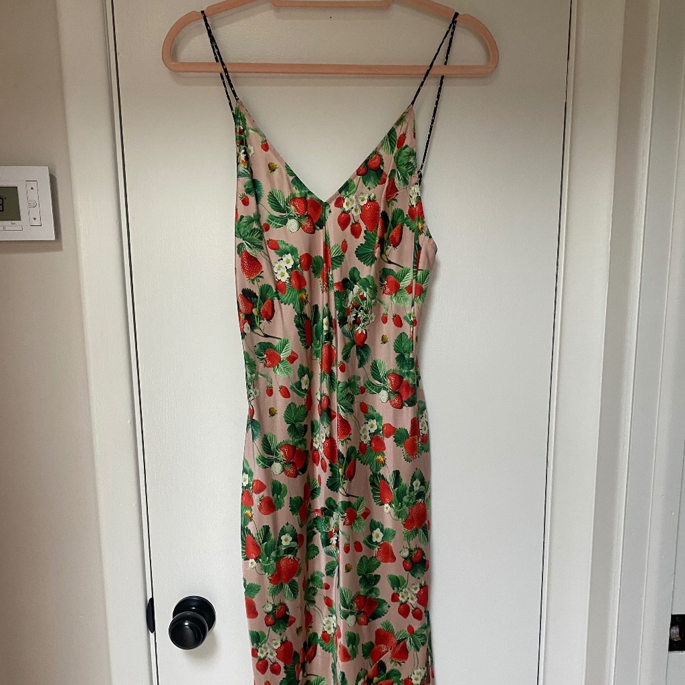 Fleur du Mal Strawberry Silk Slip Dress